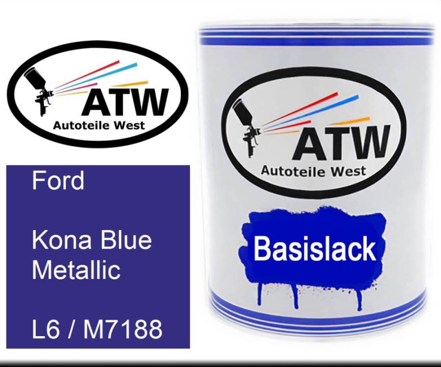 Ford, Kona Blue Metallic, L6 / M7188: 1L Lackdose, von ATW Autoteile West.